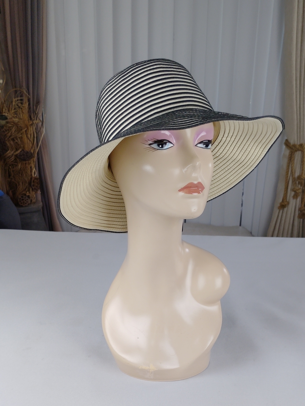 Nordstrom Rack Striped Wide Brim Hat .